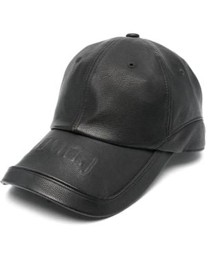 Juun.J Embossed-Logo Grained Cap - Black