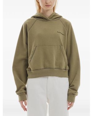 Rest&Recreation Zig-Zag Stitch Cropped Hoodie - Green