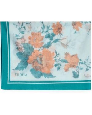 Erdem Floral-Print Cotton Pareo - Blue