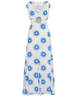Sundress Edvige Sun-Print Sequin-Embellished Maxi Dress - Blue