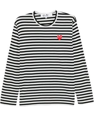 COMME DES GARÇONS PLAY ハートエンブロイダリー Tシャツ - ブラック