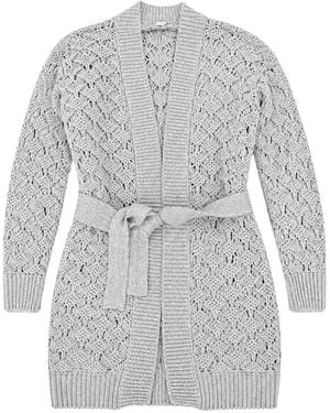 Eleventy Belted Open-Knit Cardigan - Gray