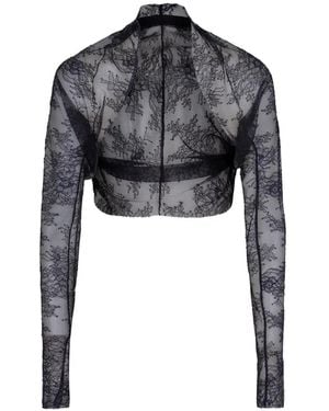 Alberta Ferretti Lace Long-Sleeve Top - Black