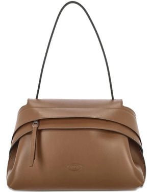 Tod's Wave Leather Shoulder Bag - Brown