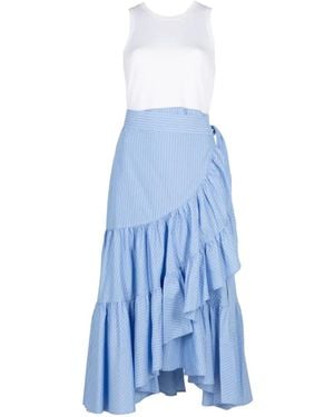 Cinq À Sept Jessie Striped Ruffled Midi Dress - Blue