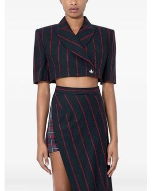 Vivienne Westwood Cut Off Pinstripe-Pattern Cropped Blazer - Black