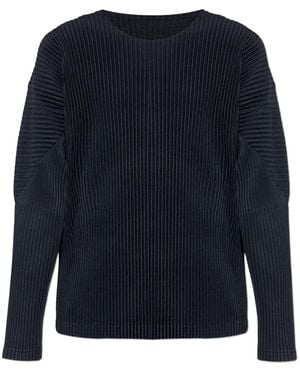 Homme Plissé Issey Miyake プリーツエフェクト Tシャツ - ブルー