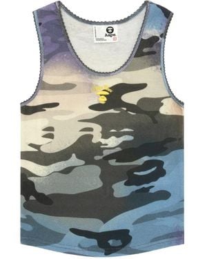 Aape By A Bathing Ape Camouflage Embroidered Vest - Blue