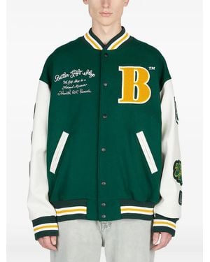 Better Gift Shop Leather-Sleeve Appliqué Varsity Jacket - Green