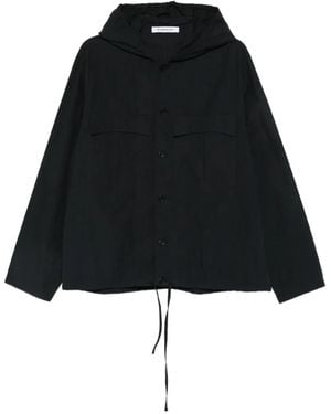 Etudes Studio Surchemise Boutonnée À Capuche - Black