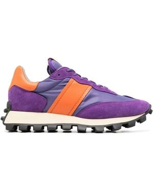 Tod's 1t Suede Trim Leather Trainers - Purple