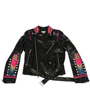 Valentino Garavani Bead-Embellished Leather Jacket - Black