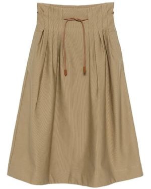 Max Mara Jupe Plissée En Coton Ottoman - Natural