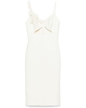 Ermanno Scervino 3D Floral-Appliqué Virgin Wool Midi Dress - White