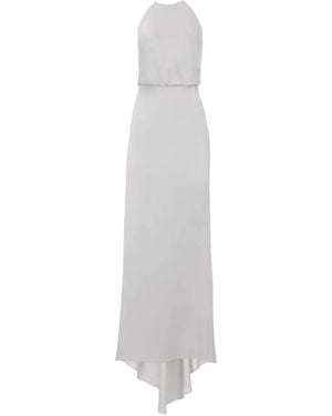 Il Volo Jewel Halter-Neck Beaded-Back Dress - White