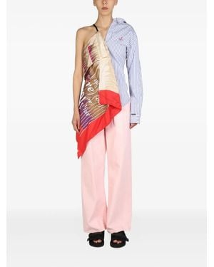 1/OFF Gestreiftes Kleid mit Schal - Rot