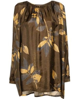 Uma Wang Blusa Tammy con motivo estampado - Marrón