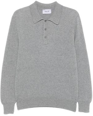 D4.0 Fine-Ribbed Polo Shirt - Grey