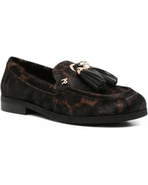 Apepazza Tassel-Detail Leopard-Print Loafers - Black