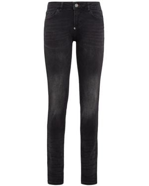 Philipp Plein Vaqueros Slim De Talle Alto - Negro