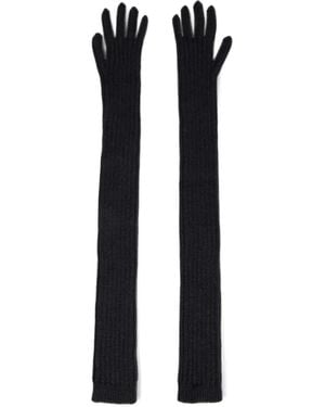 Alberta Ferretti Ribbed-Knit Gloves - Black