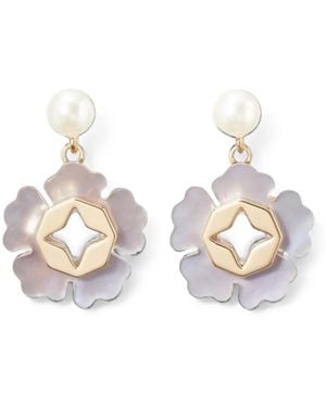 Tory Burch Forget Me Not Pearl Drop Earrings - White