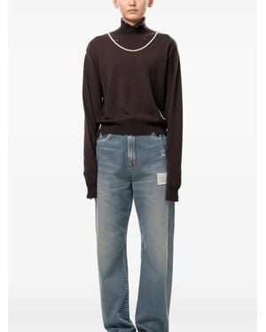 Maison Mihara Yasuhiro Jersey Con Efecto Envejecido Y Perlas - Marrón