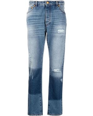 Palm Angels X Moncler Distressed Straight-Leg Jeans - Blue