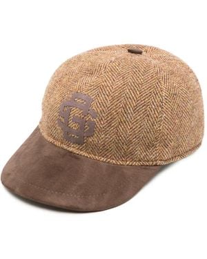 Gran Sasso Herringbone-Pattern Logo-Patch Cap - Brown