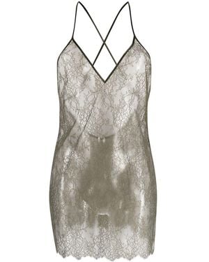 Maison Close Sheer Lace-Detail Dress - Grey