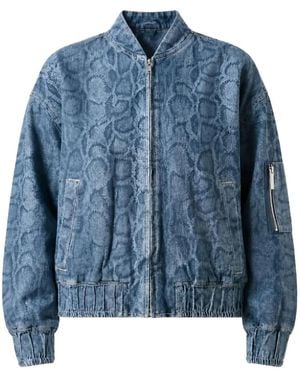 Liu Jo Snake-Pattern Denim Jacket - Blue