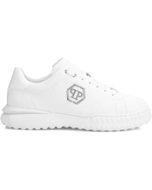 Philipp Plein Logo-Plaque Leather Sneakers - White