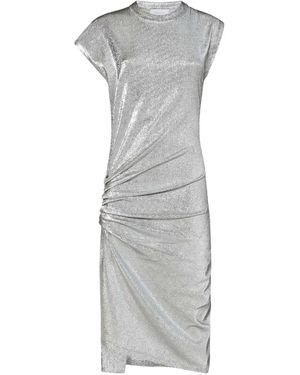 Rabanne Robe Drapée À Effet Métallisé - Gris