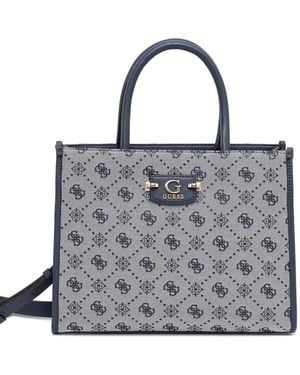 Guess Monogram-Pattern Tote Bag - Gray
