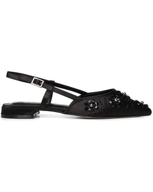 V73 Kayla Beaded Slingback Flat Pumps - Black