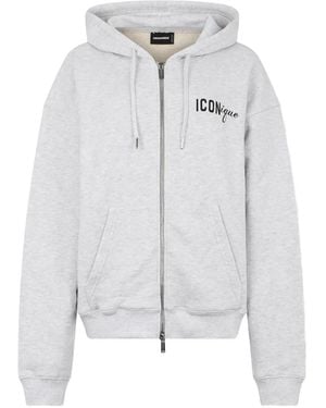DSquared² Zipped Graphic Hoodie - Grey