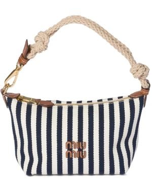 Miu Miu Cotton And Leather Pouch - White