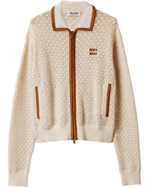 Miu Miu Crochet Workmanship Cardigan - Natural