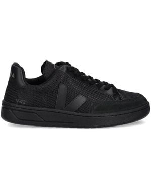Veja V-12 mesh-panel suede trainers - Schwarz