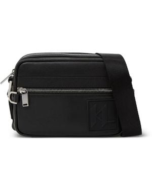 Karl Lagerfeld Logo-Patch Messenger Bag - Black