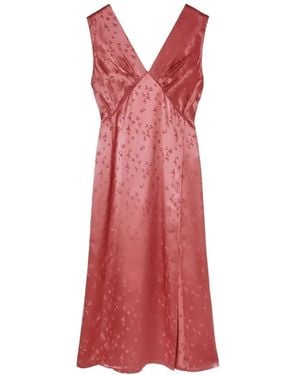 RETORI V-Neck Bird-Detail Midi Dress - Red