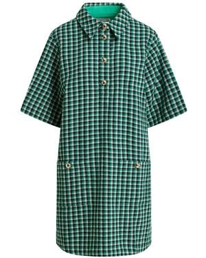 Essentiel Antwerp Checked A-Line Mini Dress - Green
