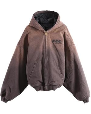 Willy Chavarria Quilted Juggernaut Logo-Embroidered Hooded Jacket - Brown