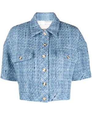 Sandro Short-sleeve Tweed Jacket - Blue