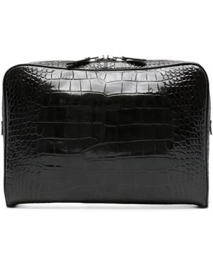 Tom Ford Croc-Effect Logo-Detail Laptop Bag - Black