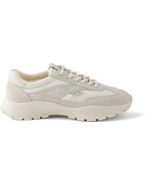 Prada Mesh Fabric And Suede Trainers - White