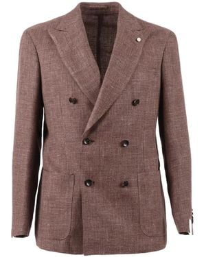 Luigi Bianchi Double-Breasted Suit Jacket - Brown