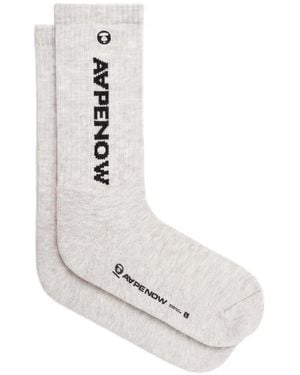 Aape By A Bathing Ape Logo-Print Ribbed-Knit Socks - White