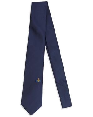 Vivienne Westwood Orb-Embroidered Tie - Blue
