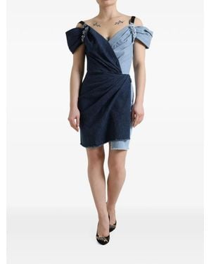 Dolce & Gabbana Patchwork Two-Tone Mini Dress - Blue